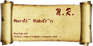 Merő Rabán névjegykártya